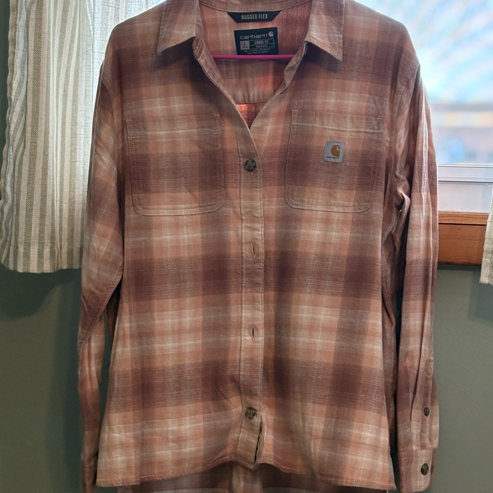 Carhartt Tan Plaid Button Down Shirt